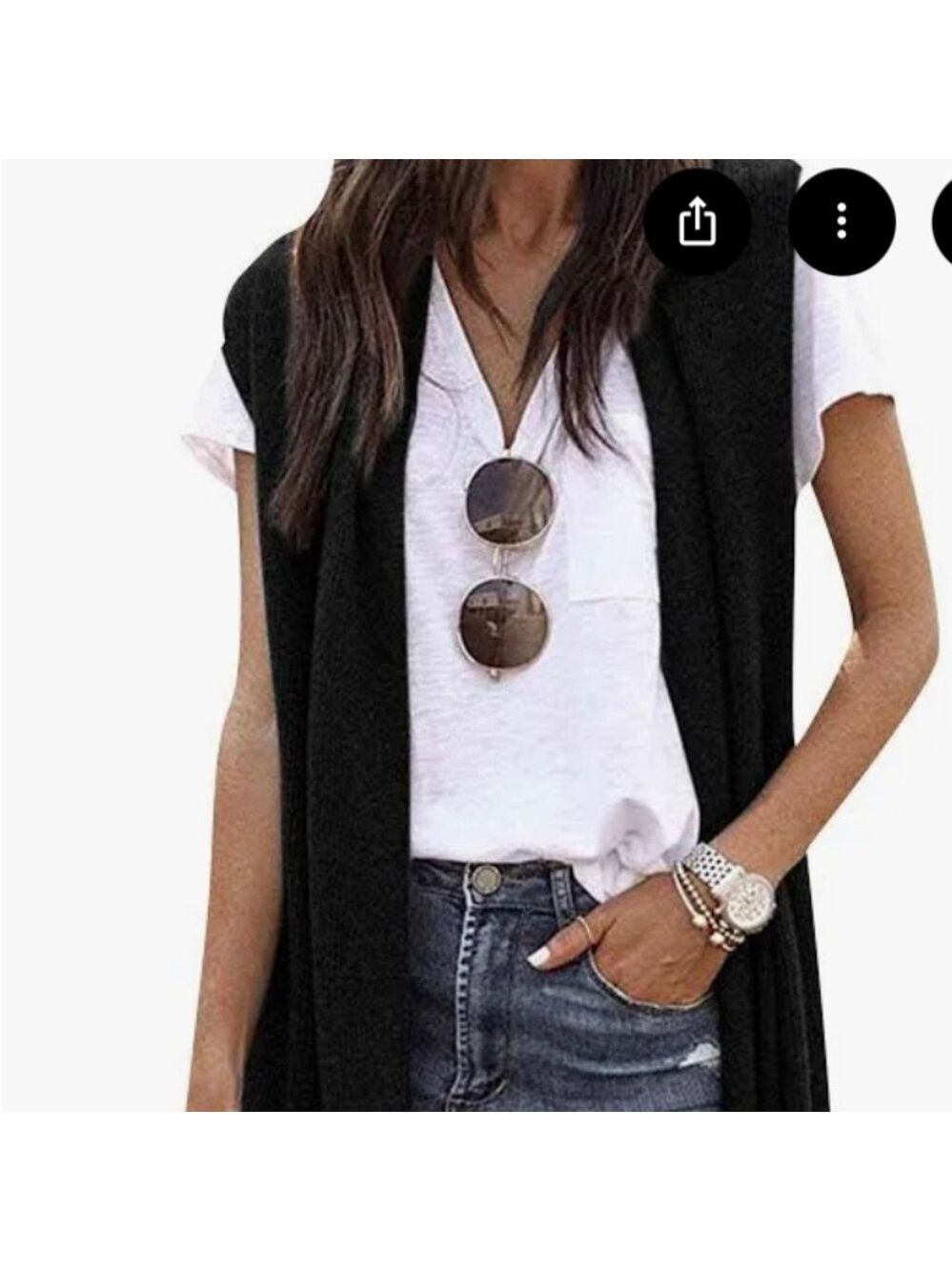 Dynamite Black Sleeveless Vest Blazer